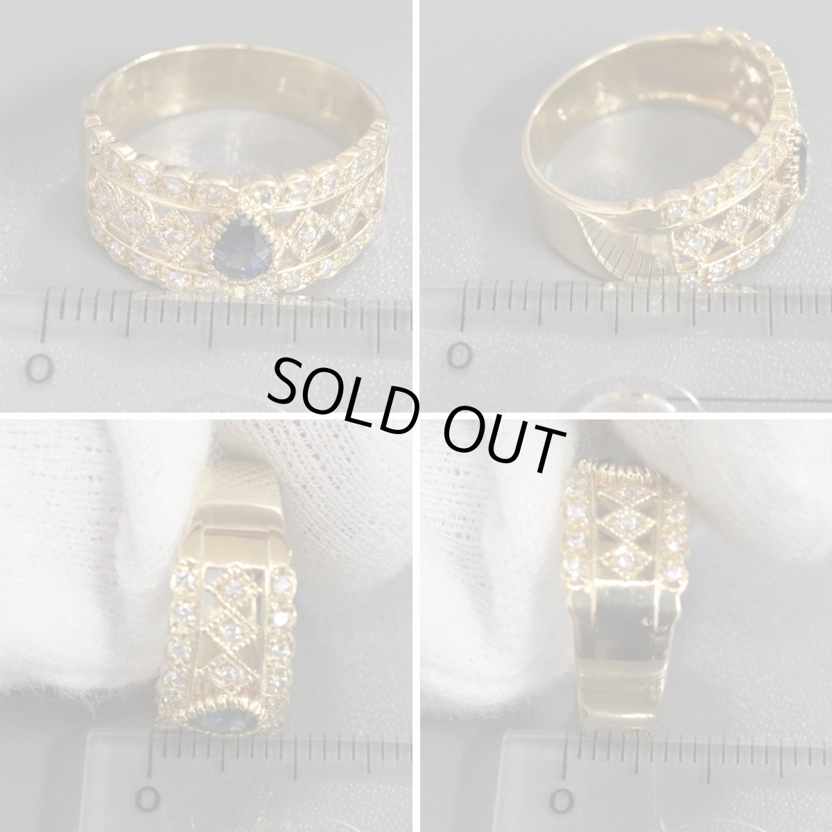 画像9: K18サファイアダイヤモンドリング S0.46 D0.19 4.4g #11 (9)