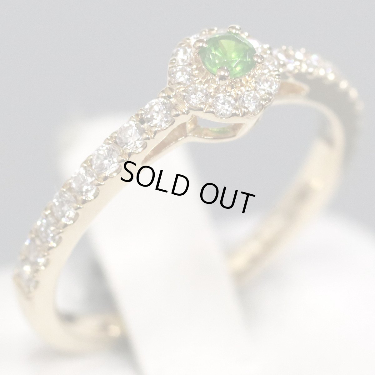 画像1: K18YGデマントイドガーネットダイヤモンドリング DG0.09 D0.25 2.3g #10 (1)