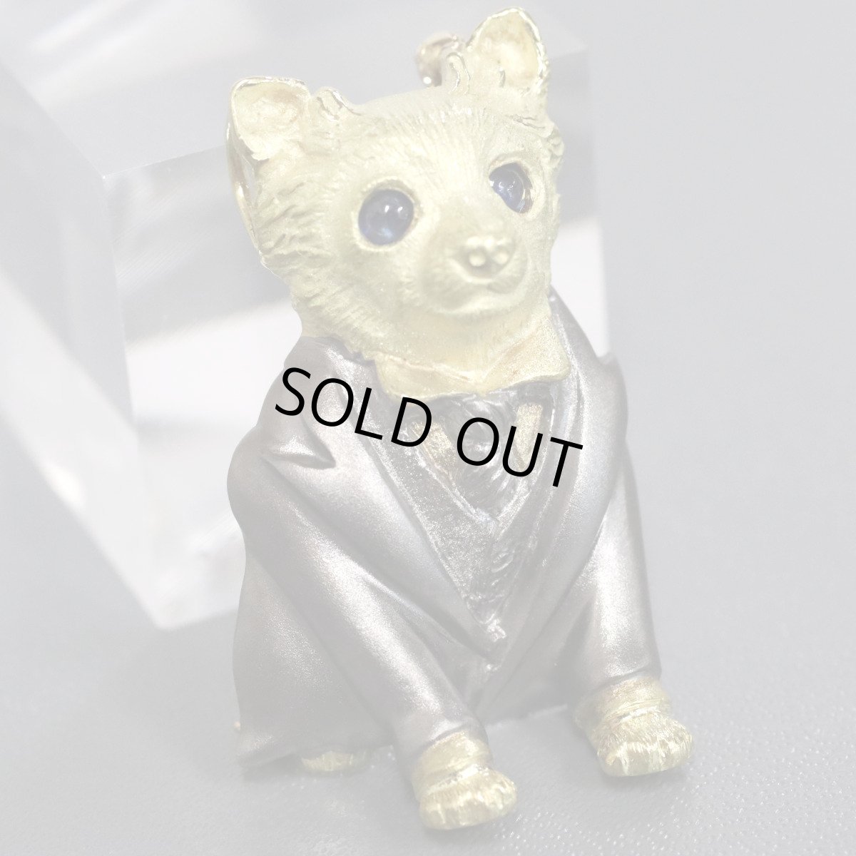 画像1: K18サファイアペンダントトップ/ブローチ S0.31 12.8g 犬モチーフ (1)