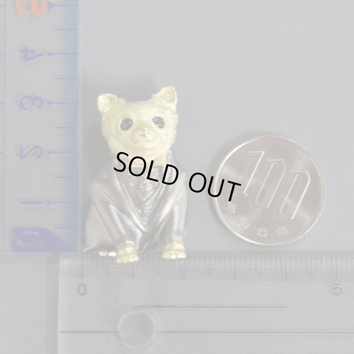 画像10: K18サファイアペンダントトップ/ブローチ S0.31 12.8g 犬モチーフ (10)