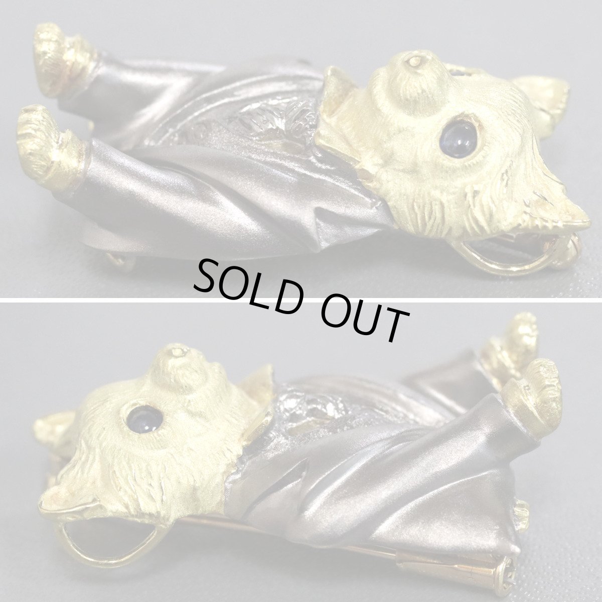 画像3: K18サファイアペンダントトップ/ブローチ S0.31 12.8g 犬モチーフ (3)