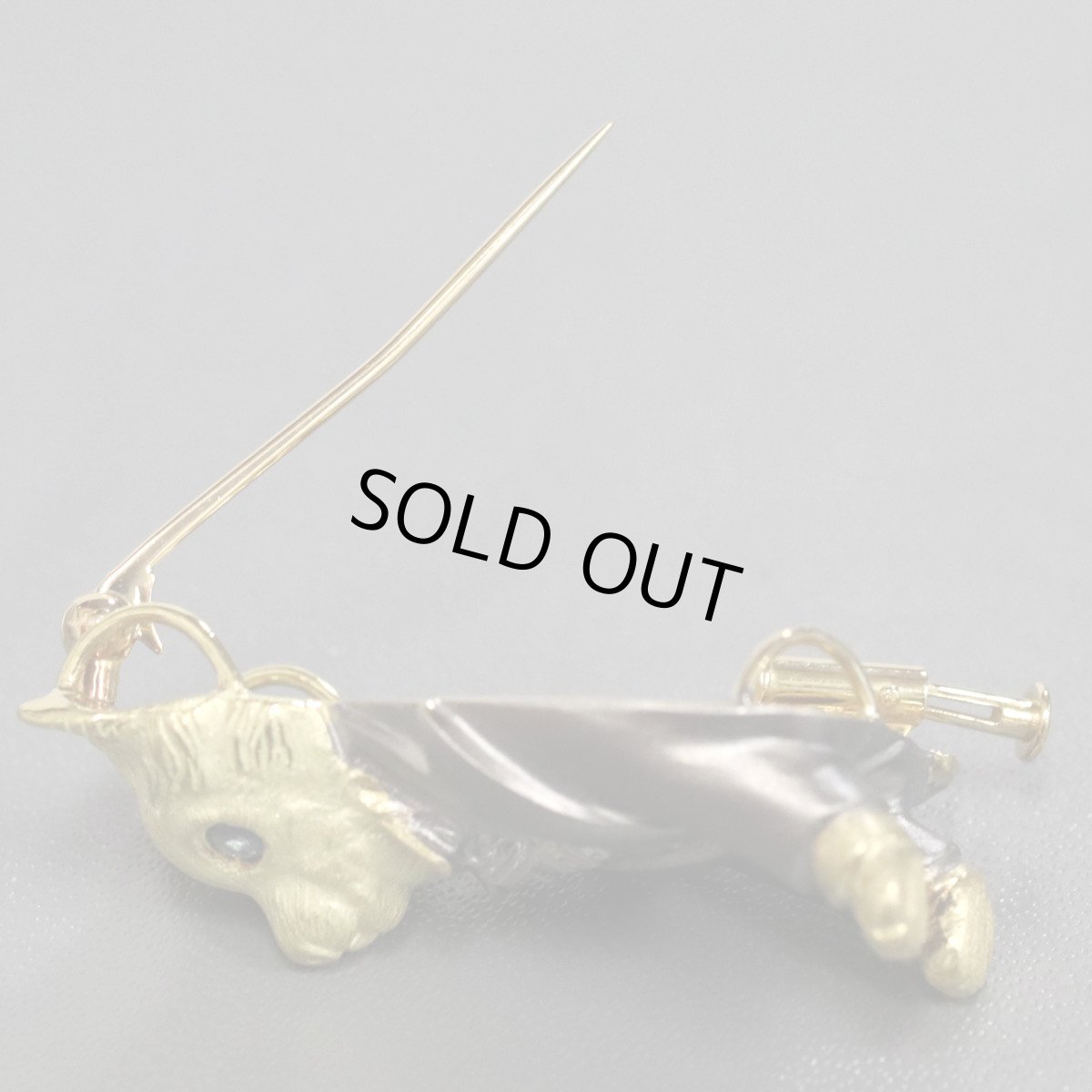 画像6: K18サファイアペンダントトップ/ブローチ S0.31 12.8g 犬モチーフ (6)