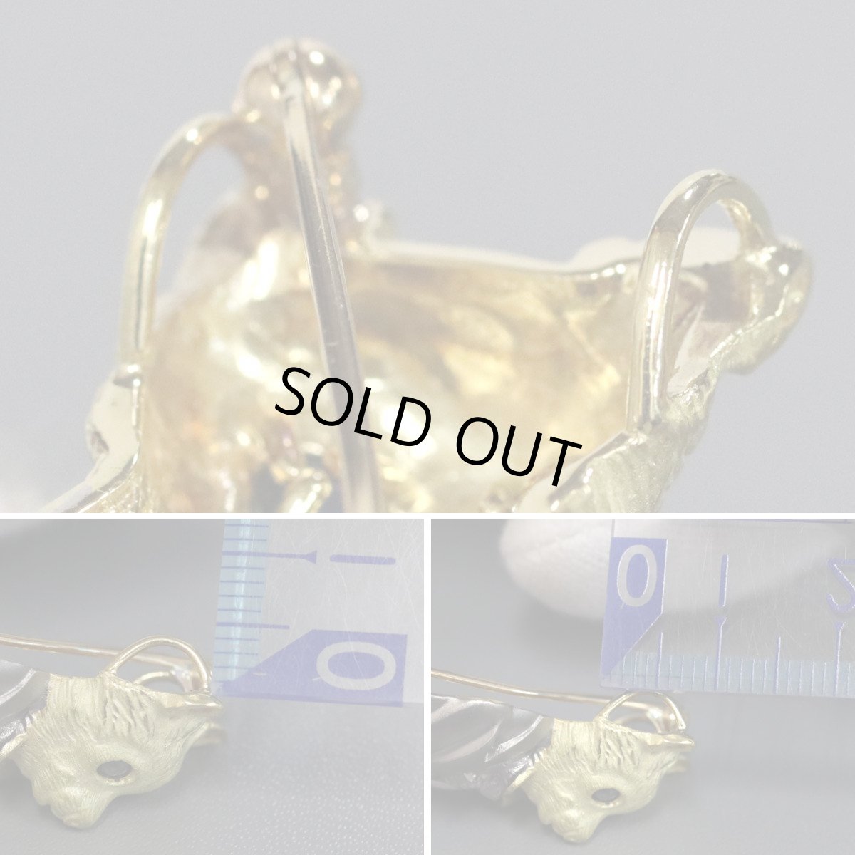 画像7: K18サファイアペンダントトップ/ブローチ S0.31 12.8g 犬モチーフ (7)