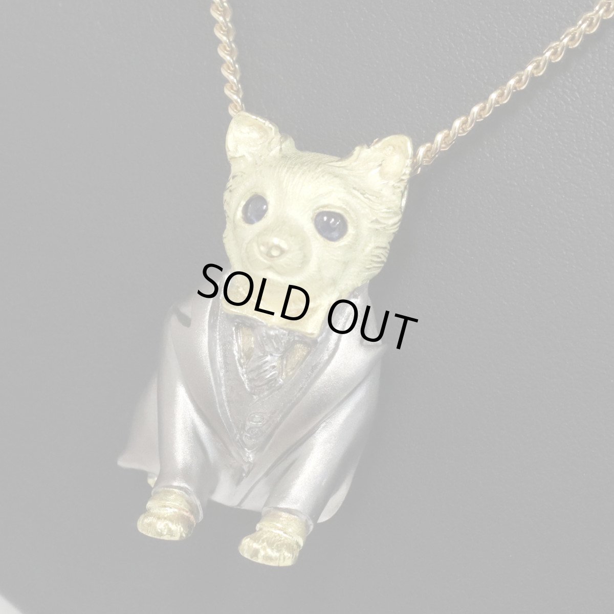 画像9: K18サファイアペンダントトップ/ブローチ S0.31 12.8g 犬モチーフ (9)