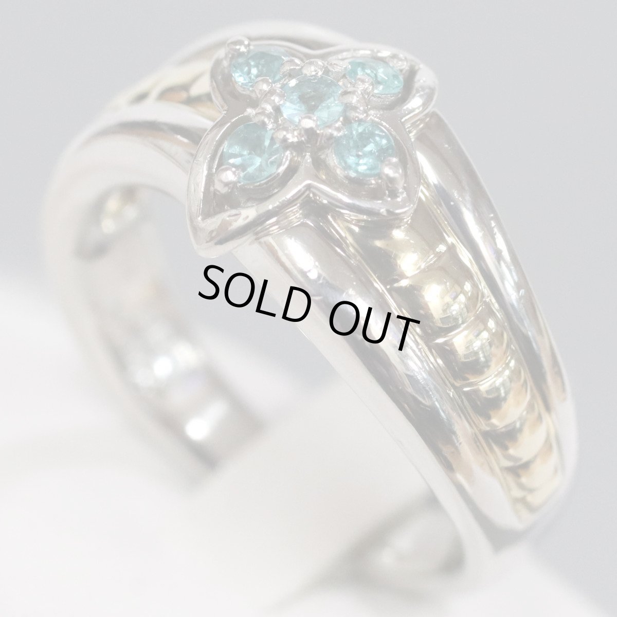 画像2: Pt900/K18トルマリンリング T0.18 14.1g #15.5 (2)