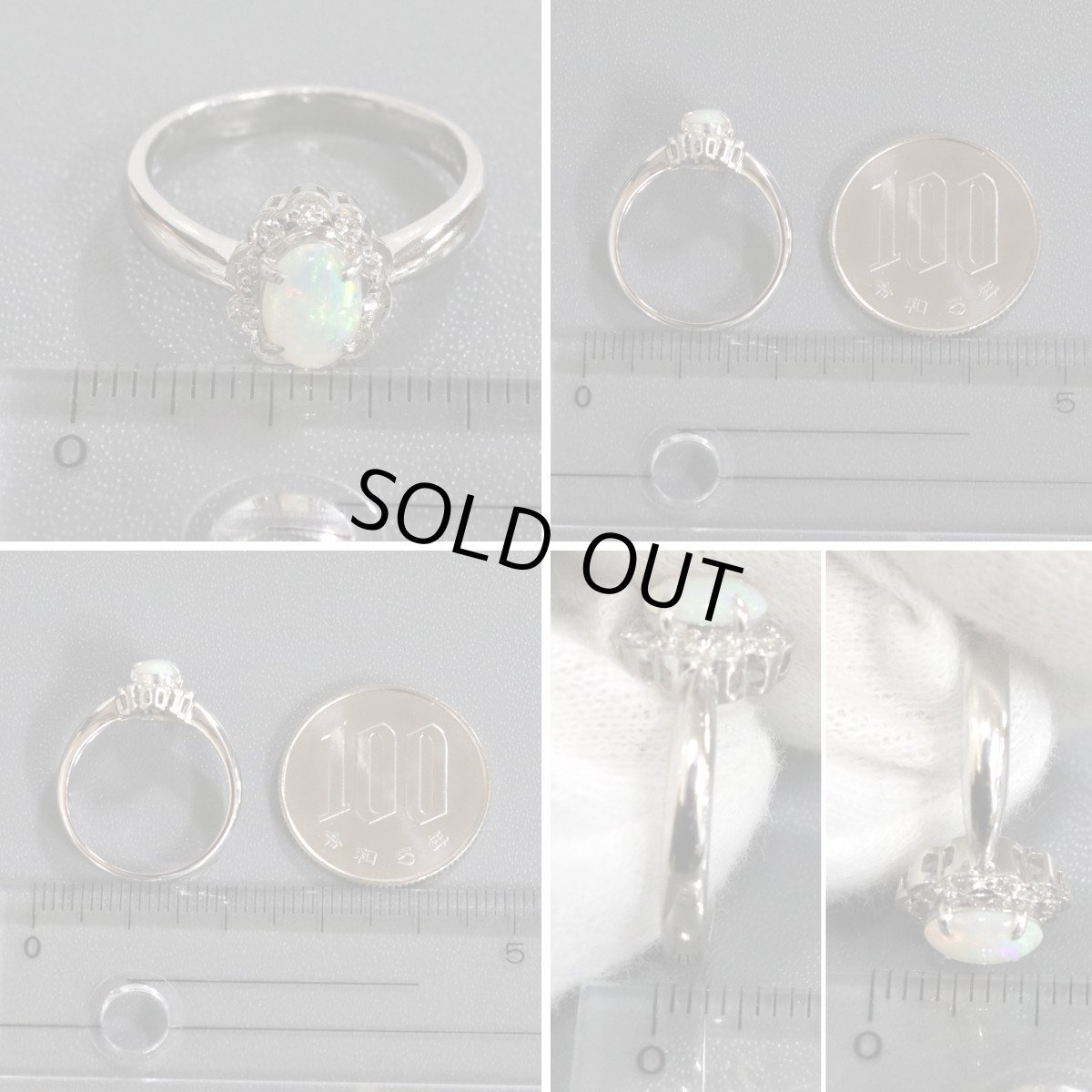 画像9: Pt900ホワイトオパールダイヤモンドリング 4.5g #11.5 (9)