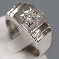 画像2: Pt900ダイヤモンドリング D0.30 18.5g #21 印台 (2)