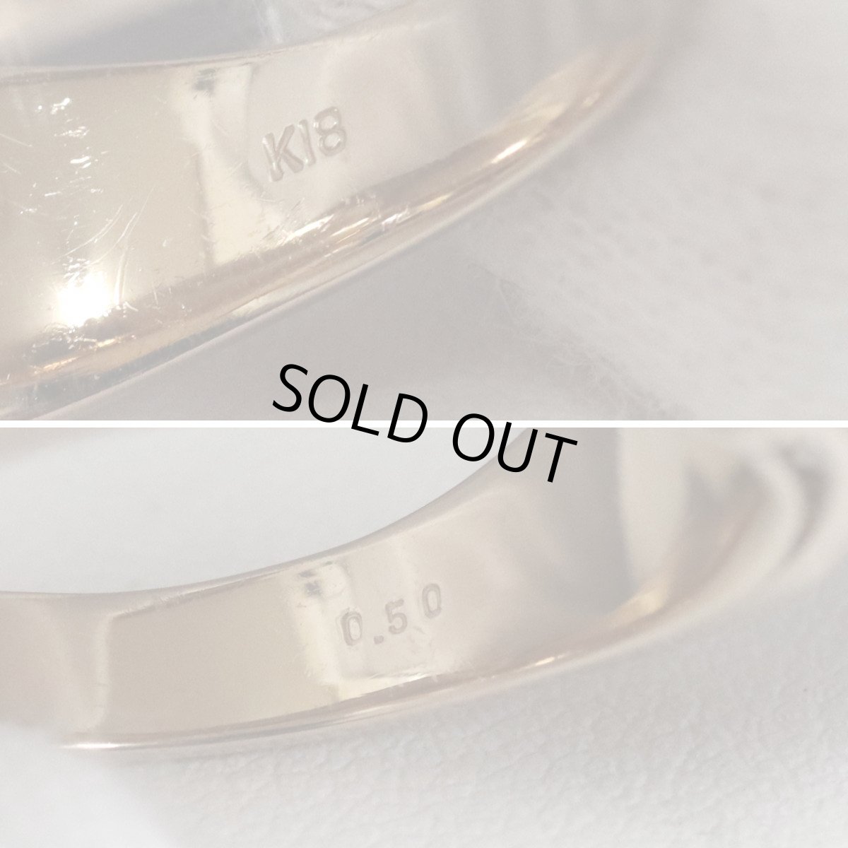 画像7: K18PGダイヤモンドリング D0.50 7.8g #18 (7)