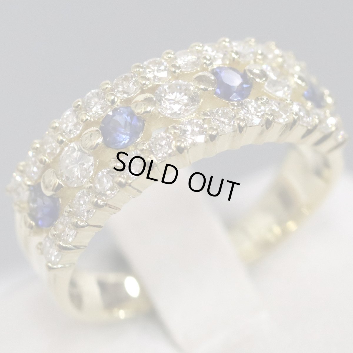 画像1: K18YGサファイアダイヤモンドリング S0.31 D0.75 4.8g #11 (1)