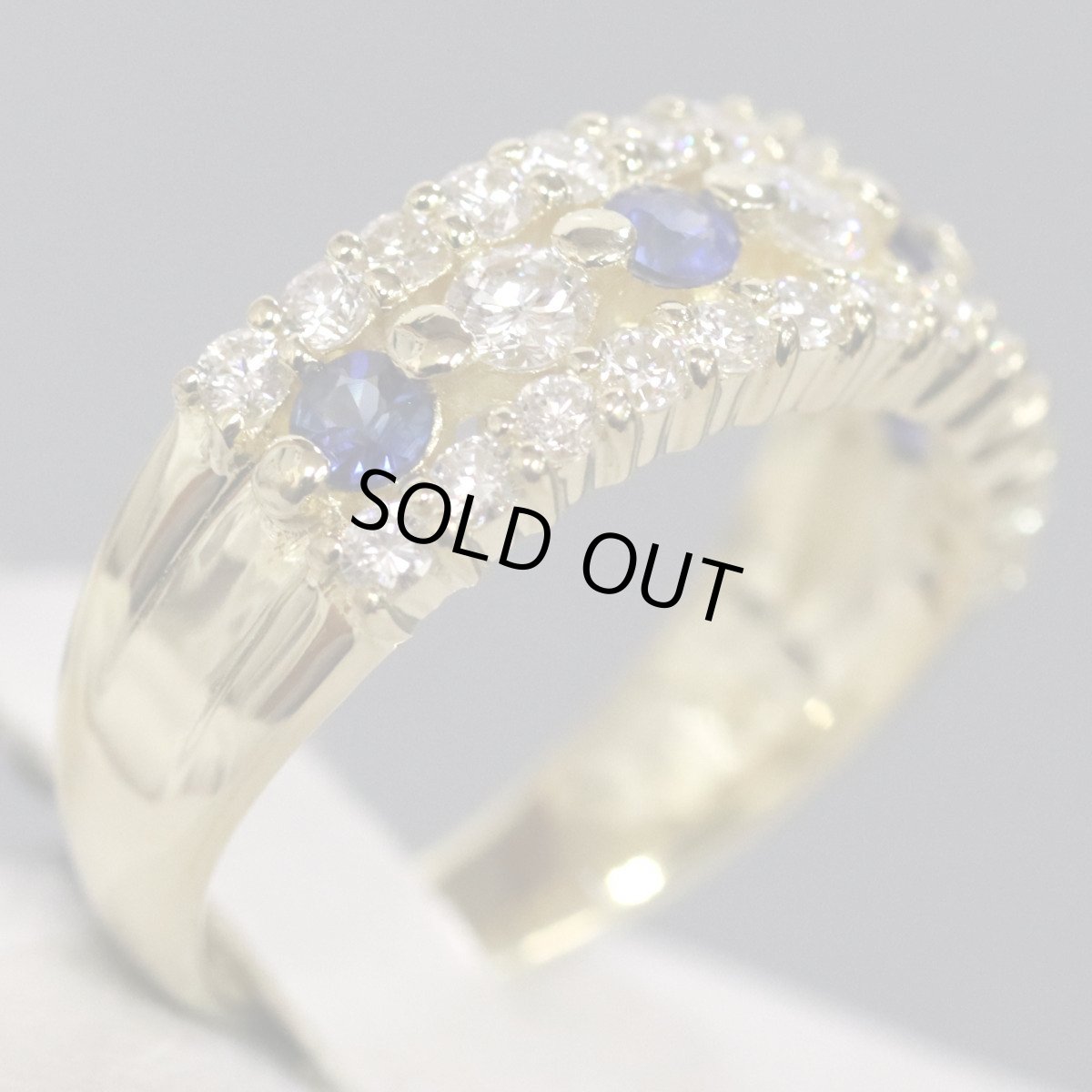 画像2: K18YGサファイアダイヤモンドリング S0.31 D0.75 4.8g #11 (2)