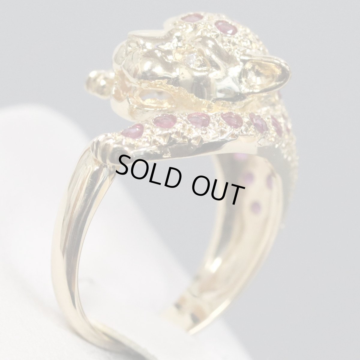 画像2: K18ルビーダイヤモンドリング パンサーモチーフ 7.3g #12 (2)