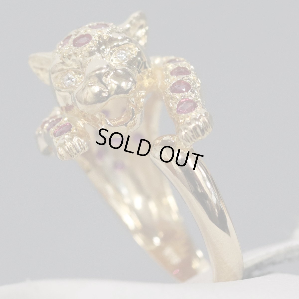 画像3: K18ルビーダイヤモンドリング パンサーモチーフ 7.3g #12 (3)