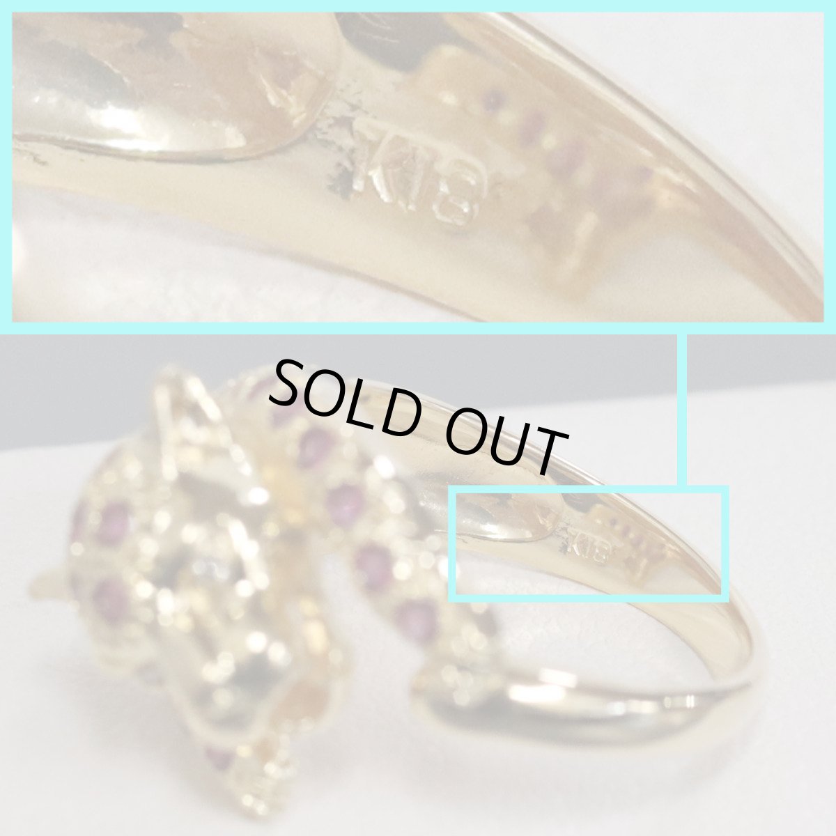 画像7: K18ルビーダイヤモンドリング パンサーモチーフ 7.3g #12 (7)