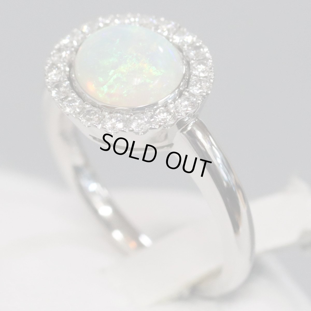 画像2: Pt900オパールダイヤモンドリング O1.30 D0.33 7.5g #13 (2)