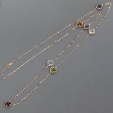 画像1: K18PGマルチカラーストーンネックレス マルチ10.00 6.9g 80cm (1)
