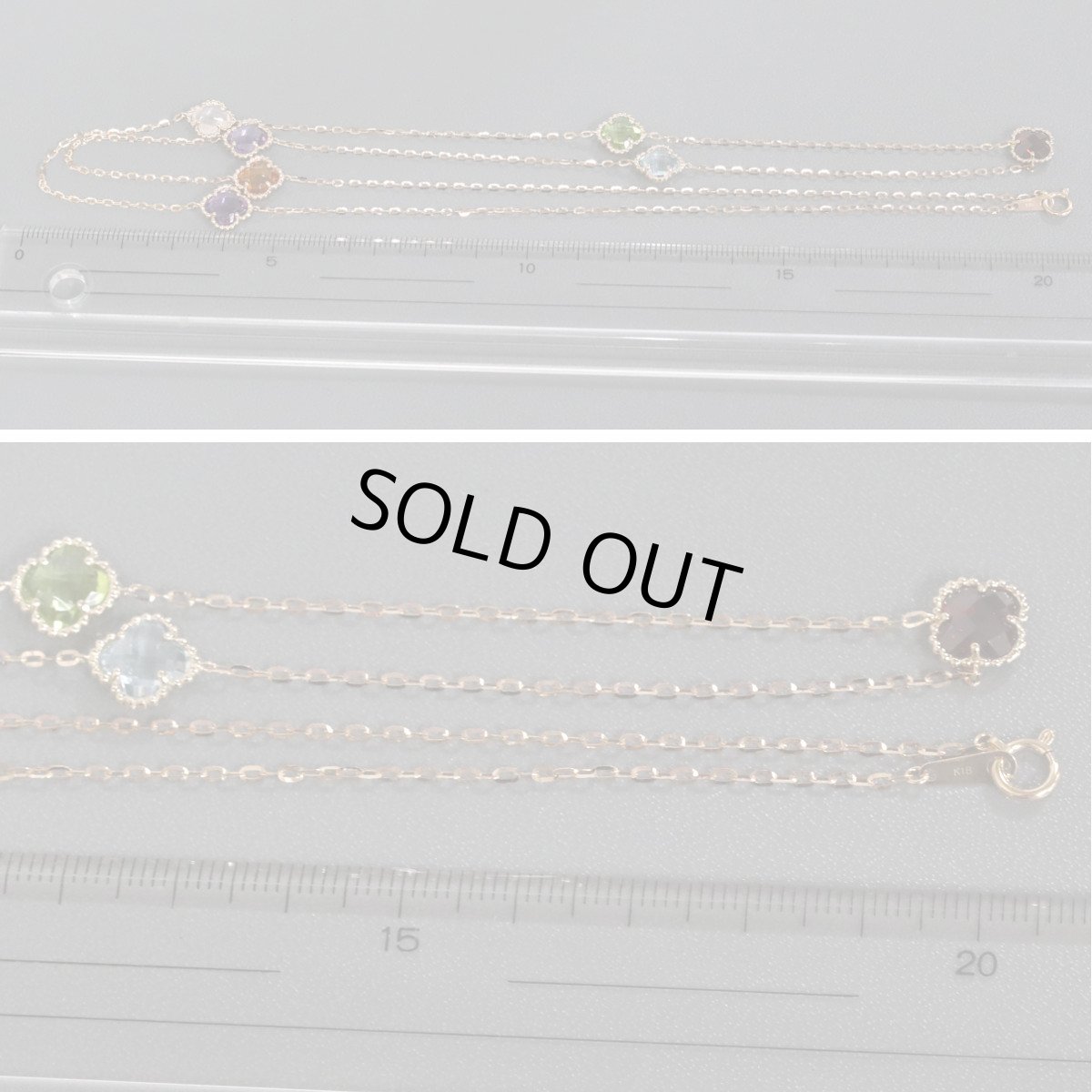 画像8: K18PGマルチカラーストーンネックレス マルチ10.00 6.9g 80cm (8)