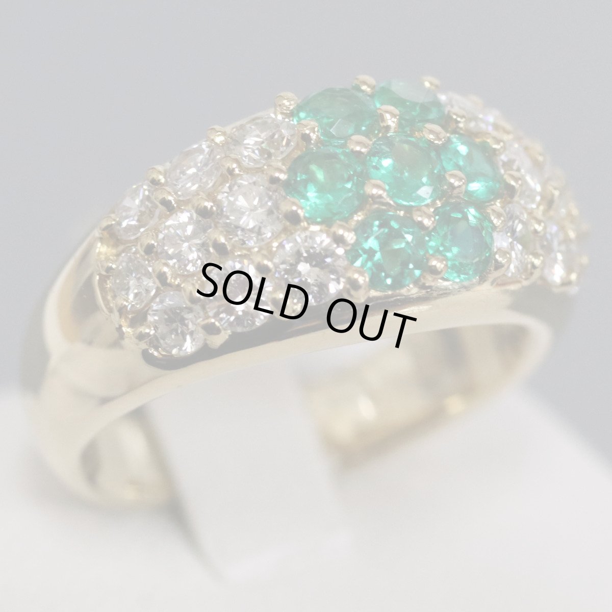 画像1: K18エメラルドダイヤモンドリング E0.52 D1.02 7.6g #11 (1)