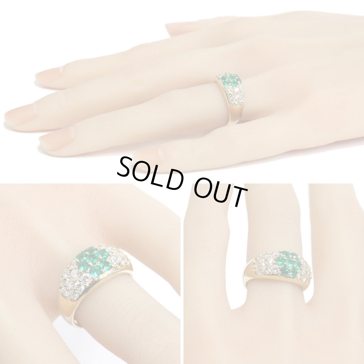 画像10: K18エメラルドダイヤモンドリング E0.52 D1.02 7.6g #11 (10)