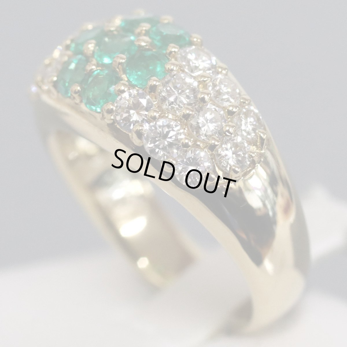 画像2: K18エメラルドダイヤモンドリング E0.52 D1.02 7.6g #11 (2)