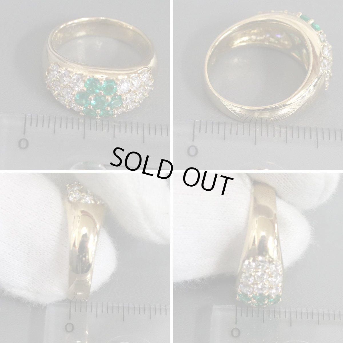 画像9: K18エメラルドダイヤモンドリング E0.52 D1.02 7.6g #11 (9)