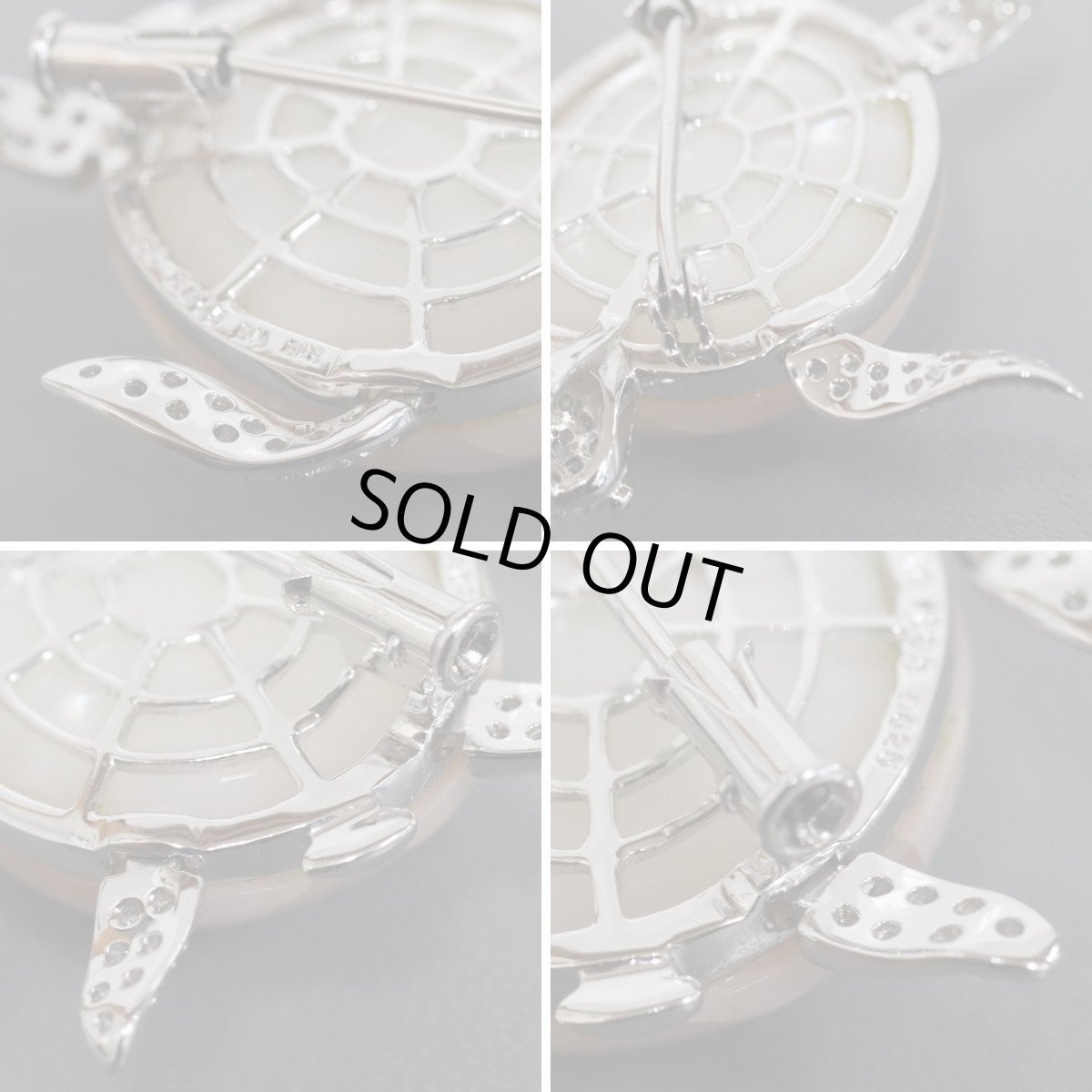 画像5: K18WGペンダントトップ/ブローチ 海亀モチーフ シェル25.75 R0.03 D0.25 9.1g (5)