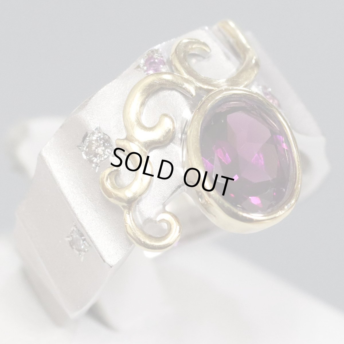 画像1: K18WG/K18ガーネットダイヤモンドリング G1.33 P0.05 D0.05 12.4g (1)