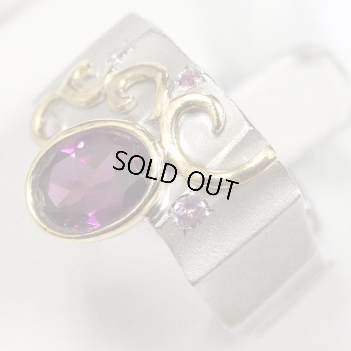 画像3: K18WG/K18ガーネットダイヤモンドリング G1.33 P0.05 D0.05 12.4g (3)