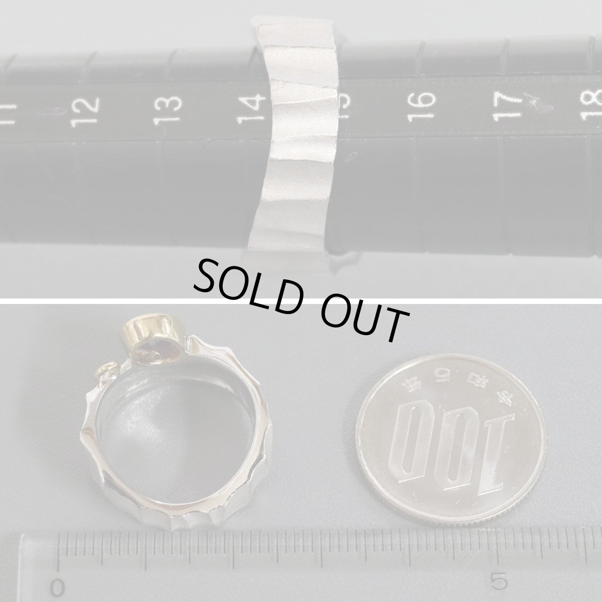 画像7: K18WG/K18ガーネットダイヤモンドリング G1.33 P0.05 D0.05 12.4g (7)