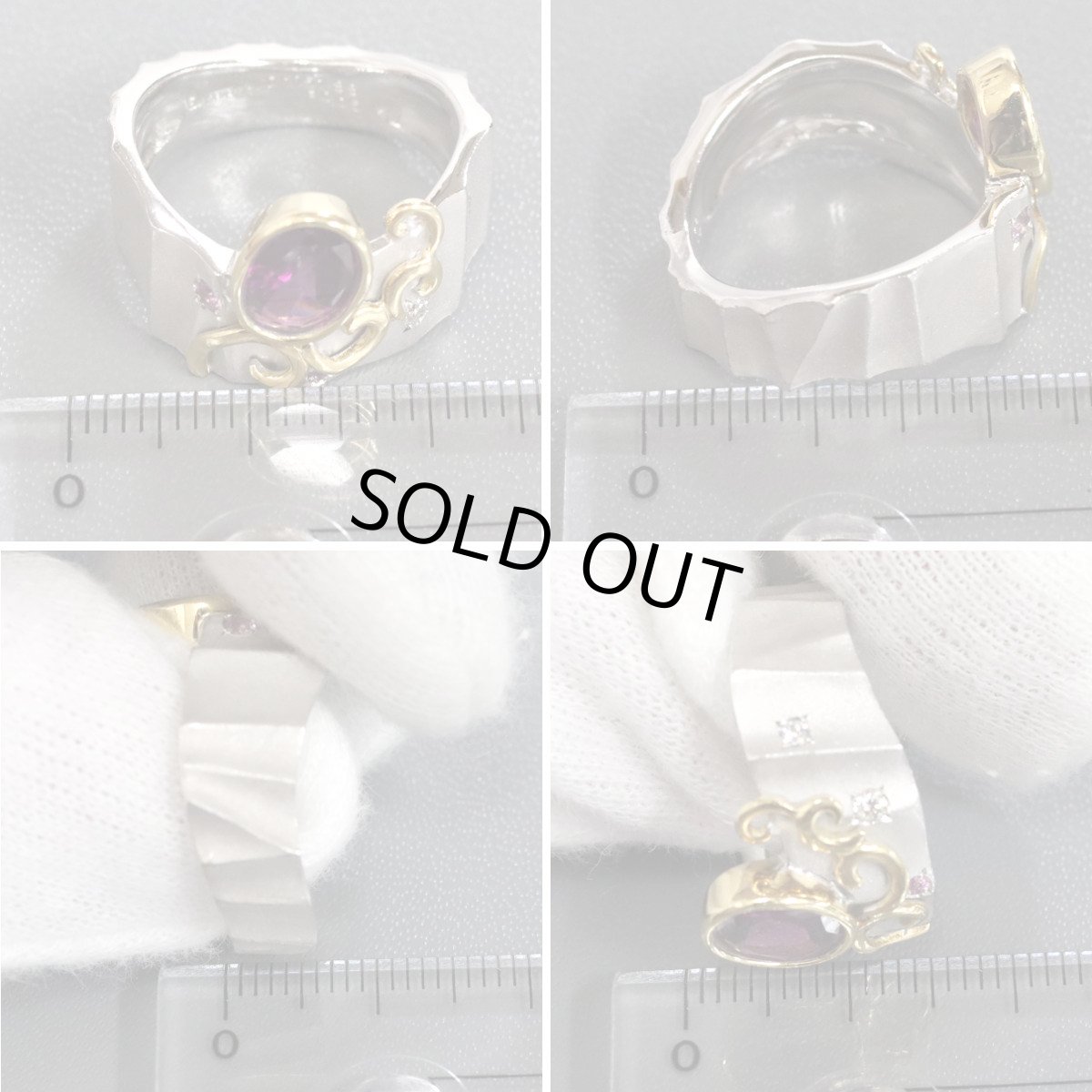 画像8: K18WG/K18ガーネットダイヤモンドリング G1.33 P0.05 D0.05 12.4g (8)