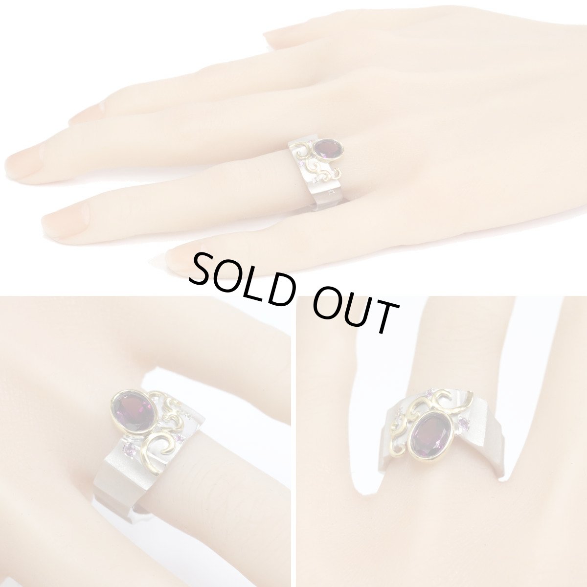 画像9: K18WG/K18ガーネットダイヤモンドリング G1.33 P0.05 D0.05 12.4g (9)