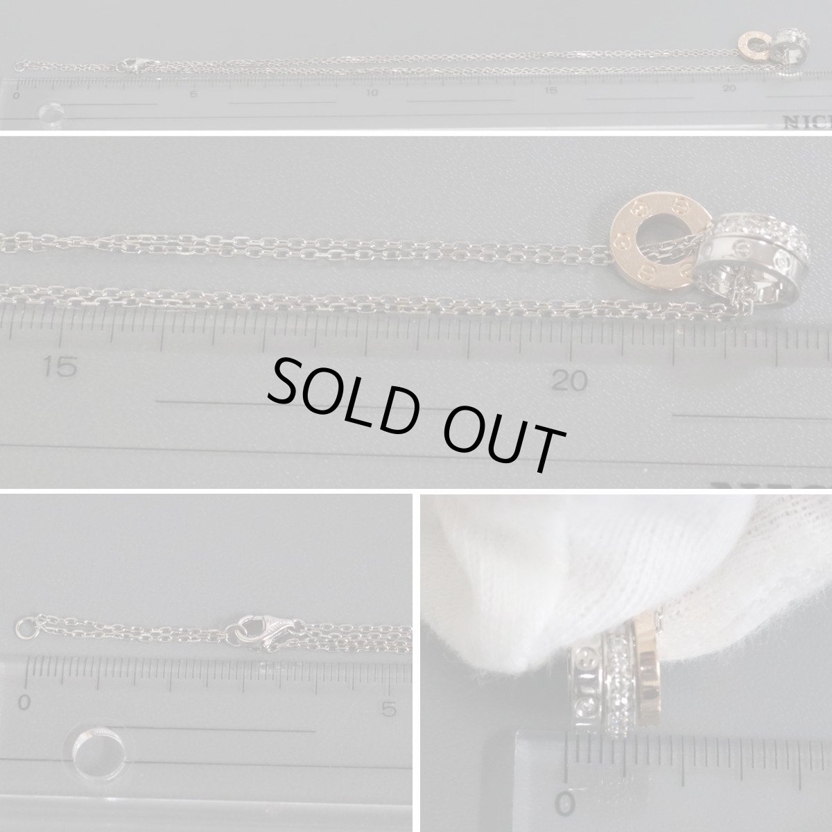 画像8: 750(WG/PG)ラブスリーフープネックレス ダイヤモンド 8.6g(B7219800)内外箱 保証書 領収書 (8)