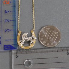 画像10: K18/Pt900ダイヤモンドネックレス 馬 馬蹄 D0.08 7.4g (10)