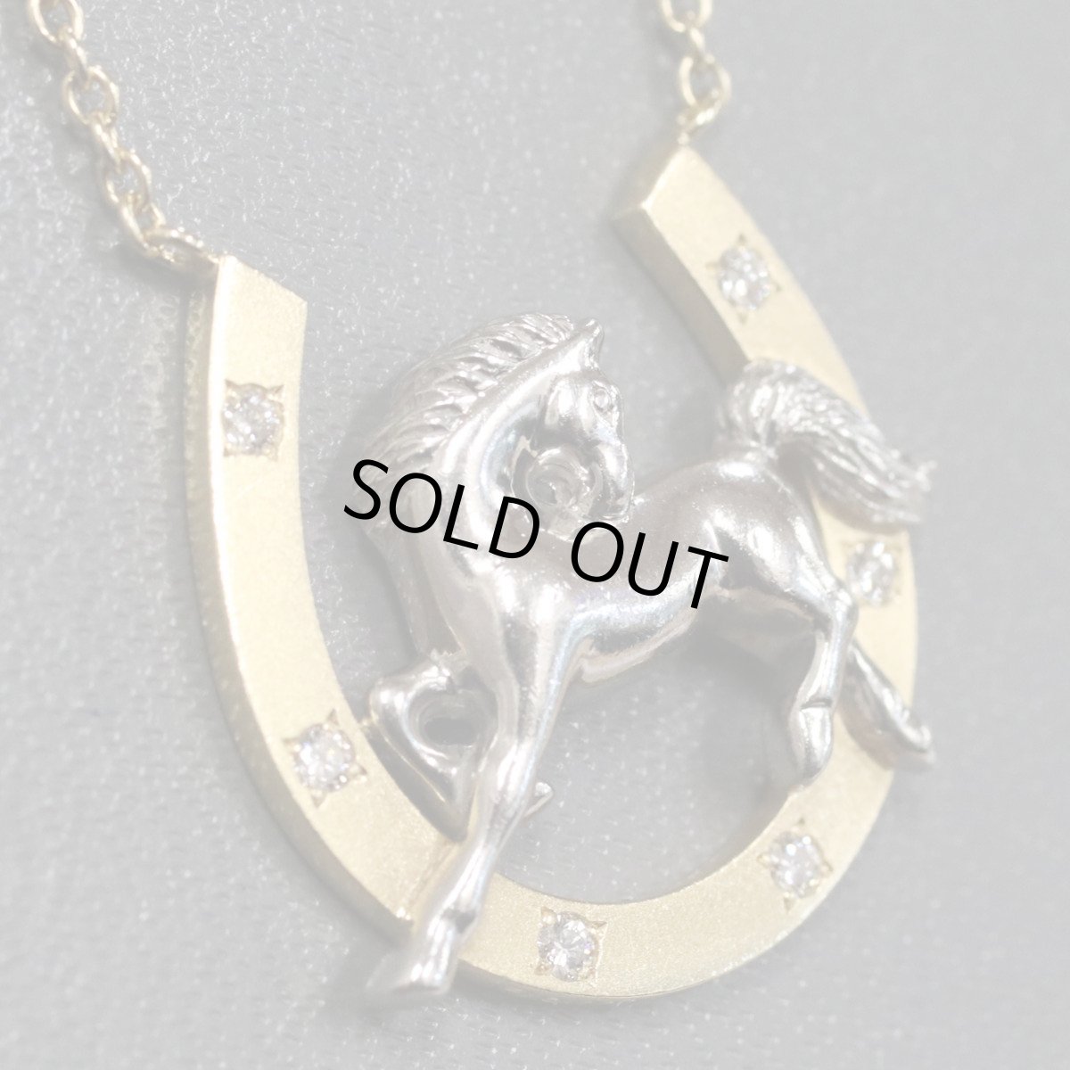 画像2: K18/Pt900ダイヤモンドネックレス 馬 馬蹄 D0.08 7.4g (2)