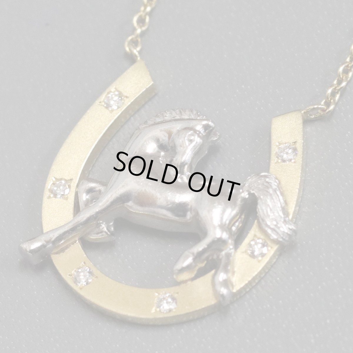 画像3: K18/Pt900ダイヤモンドネックレス 馬 馬蹄 D0.08 7.4g (3)