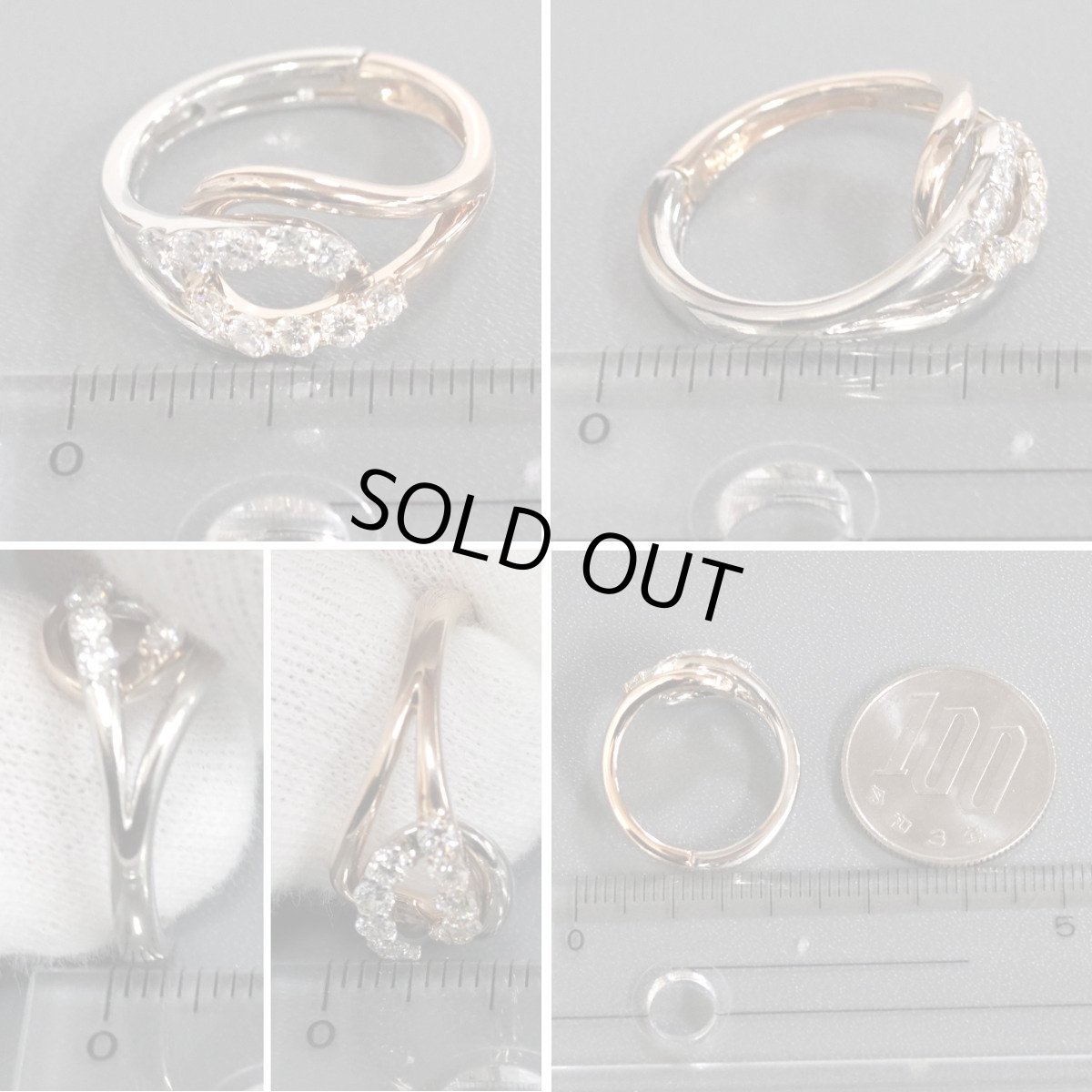 画像9: K18PG/Pt900ダイヤモンドリング D0.53 6.4g #11-12 開閉式 (9)