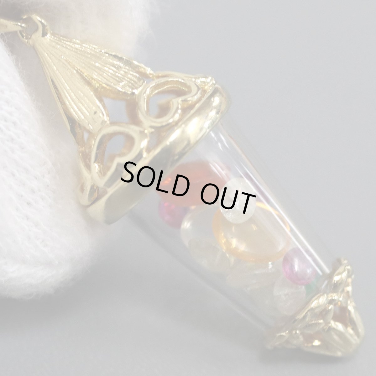 画像2: K18マルチカラーストーンペンダントトップ ランタンモチーフ マルチ1.60 D1.00 4.8g (2)