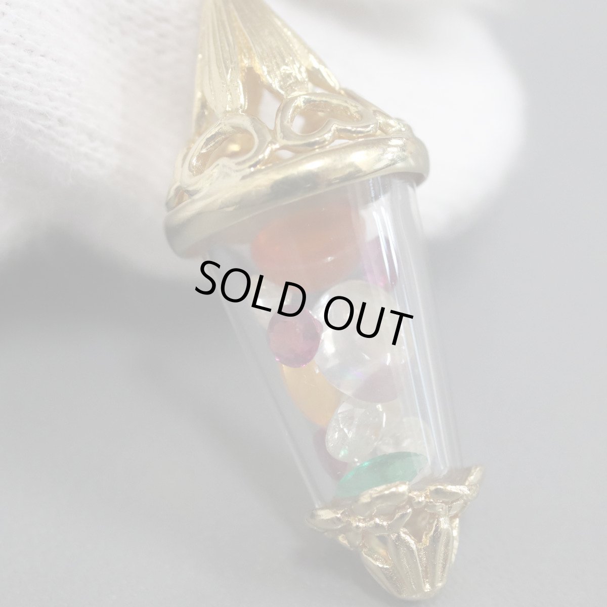 画像4: K18マルチカラーストーンペンダントトップ ランタンモチーフ マルチ1.60 D1.00 4.8g (4)