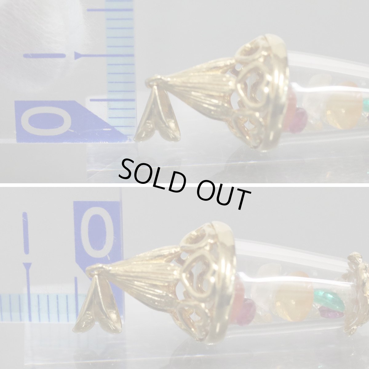 画像6: K18マルチカラーストーンペンダントトップ ランタンモチーフ マルチ1.60 D1.00 4.8g (6)