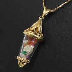 画像8: K18マルチカラーストーンペンダントトップ ランタンモチーフ マルチ1.60 D1.00 4.8g (8)