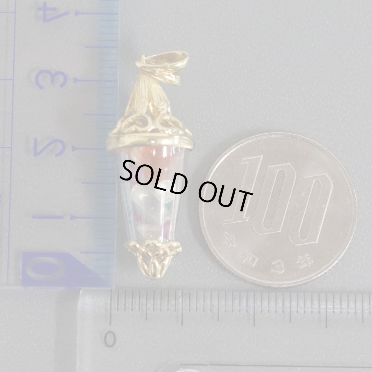 画像9: K18マルチカラーストーンペンダントトップ ランタンモチーフ マルチ1.60 D1.00 4.8g (9)