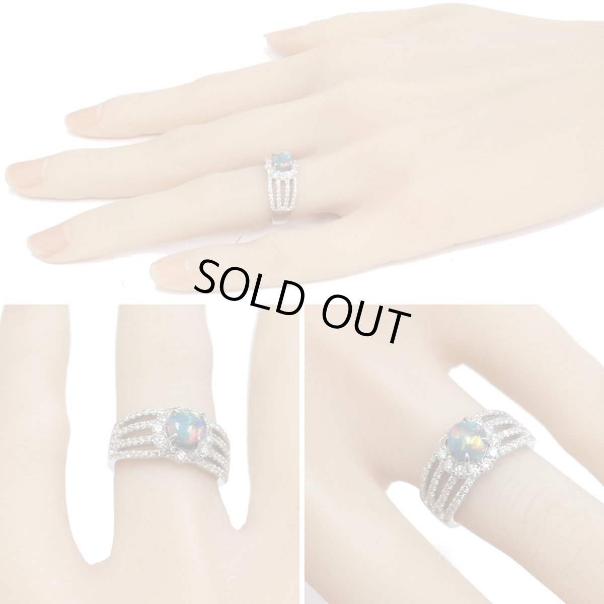 画像10: Pt900ブラックオパールダイヤモンドリング BkO0.98 D0.65 8.5g #8 (10)