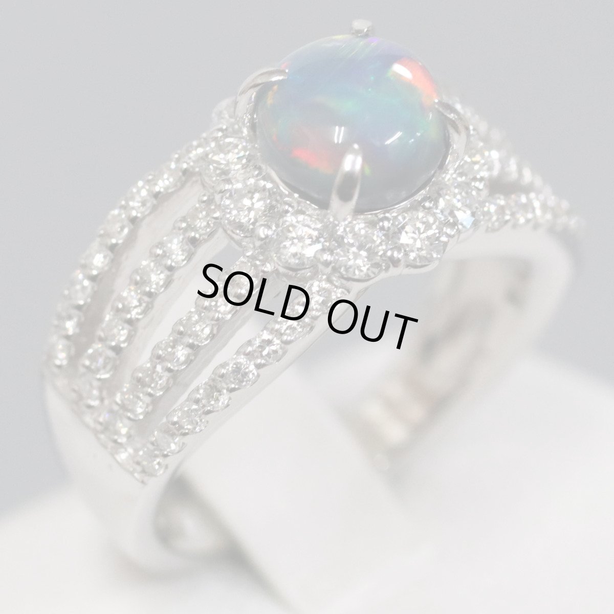 画像2: Pt900ブラックオパールダイヤモンドリング BkO0.98 D0.65 8.5g #8 (2)