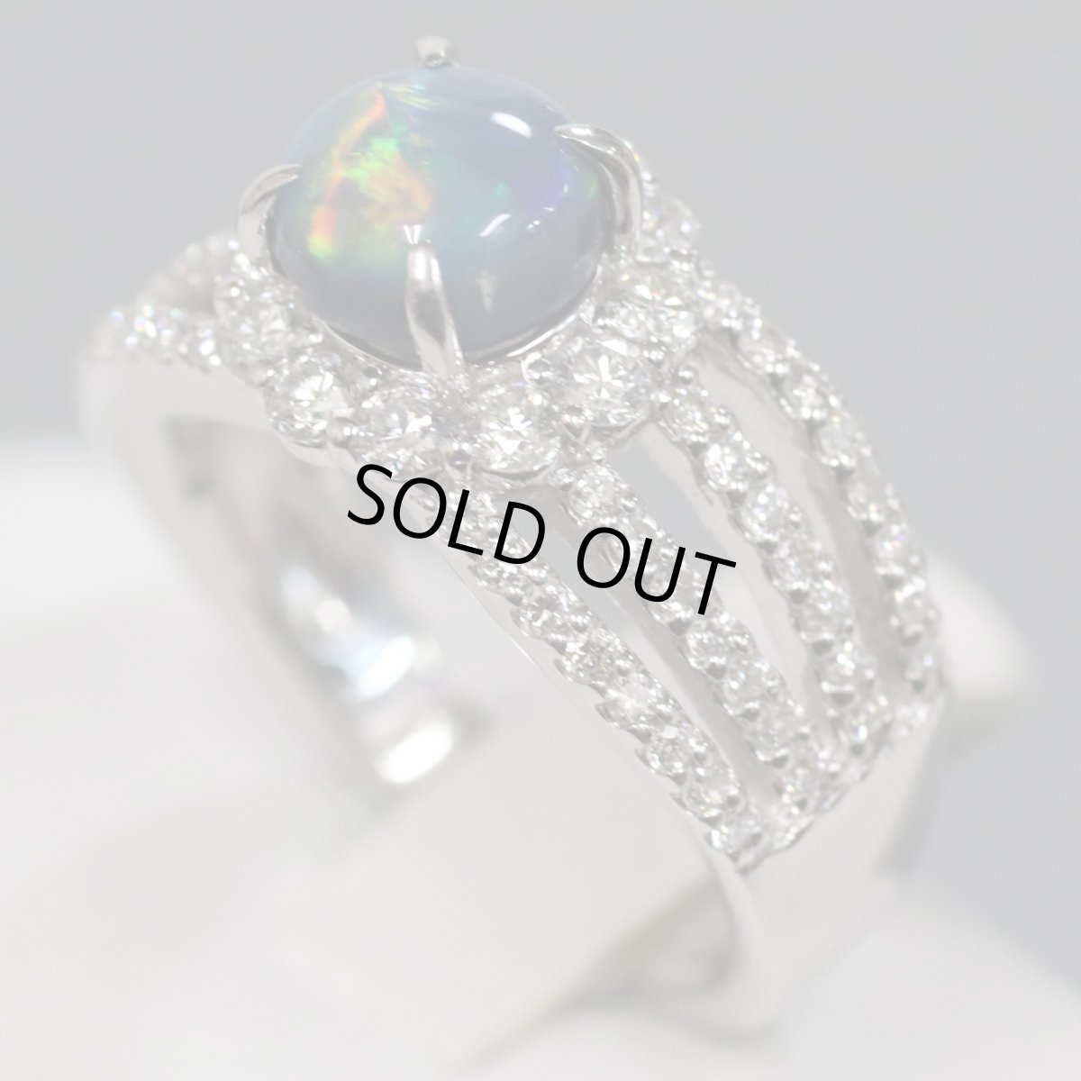 画像3: Pt900ブラックオパールダイヤモンドリング BkO0.98 D0.65 8.5g #8 (3)