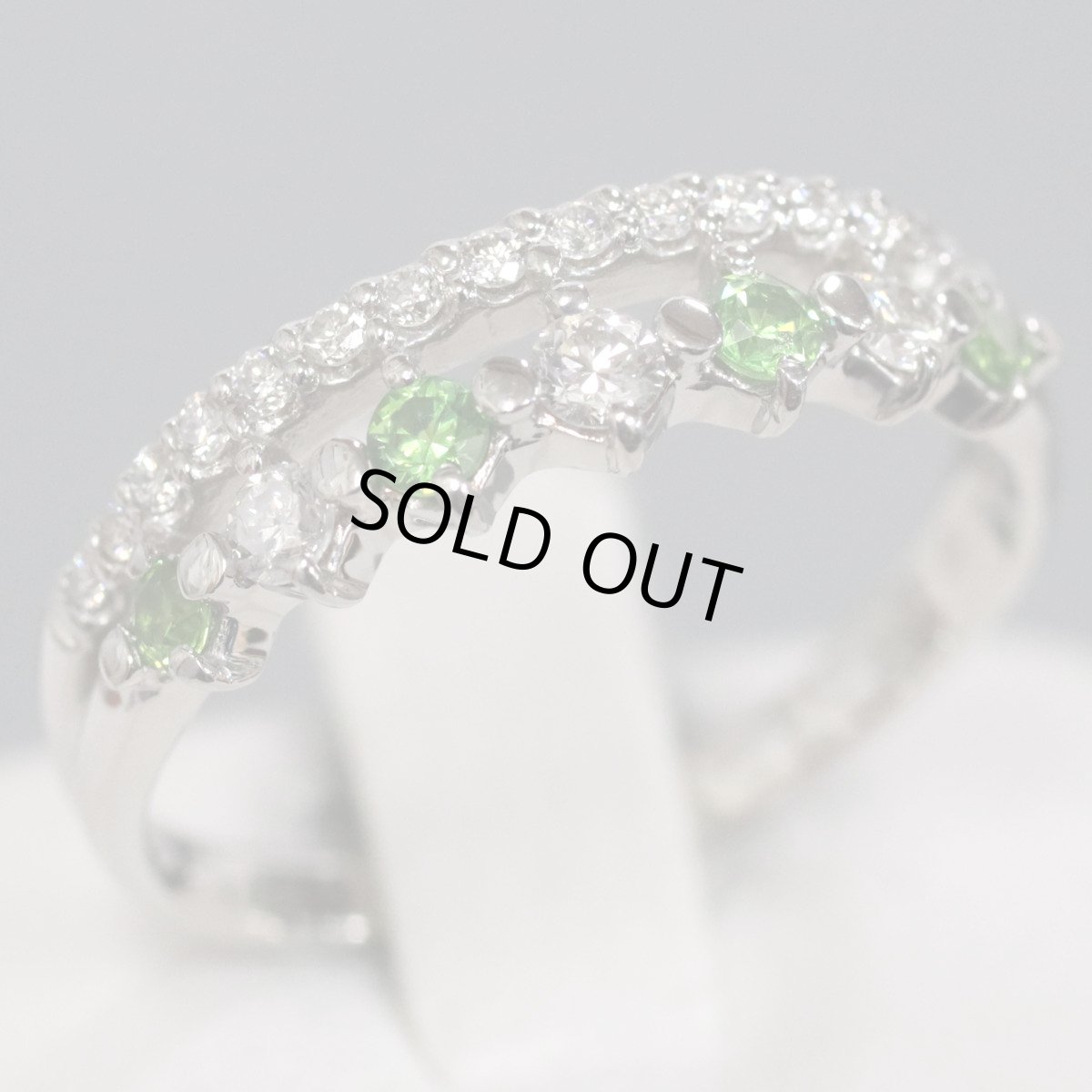 画像1: Pt900デマントイドガーネットダイヤモンドリング G0.180 D0.25 3.5g #13 (1)