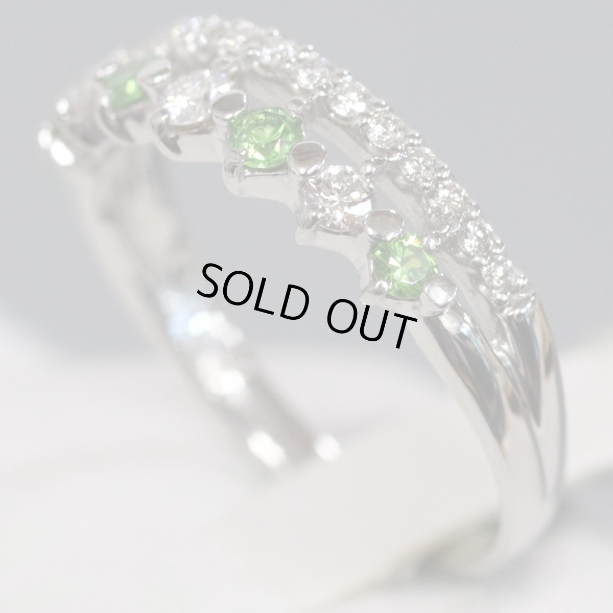 画像2: Pt900デマントイドガーネットダイヤモンドリング G0.180 D0.25 3.5g #13 (2)