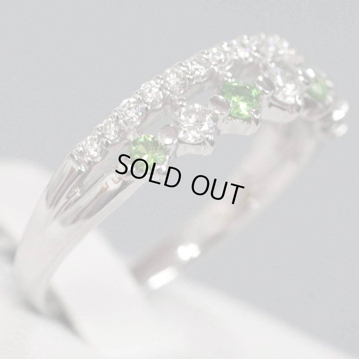 画像3: Pt900デマントイドガーネットダイヤモンドリング G0.180 D0.25 3.5g #13 (3)