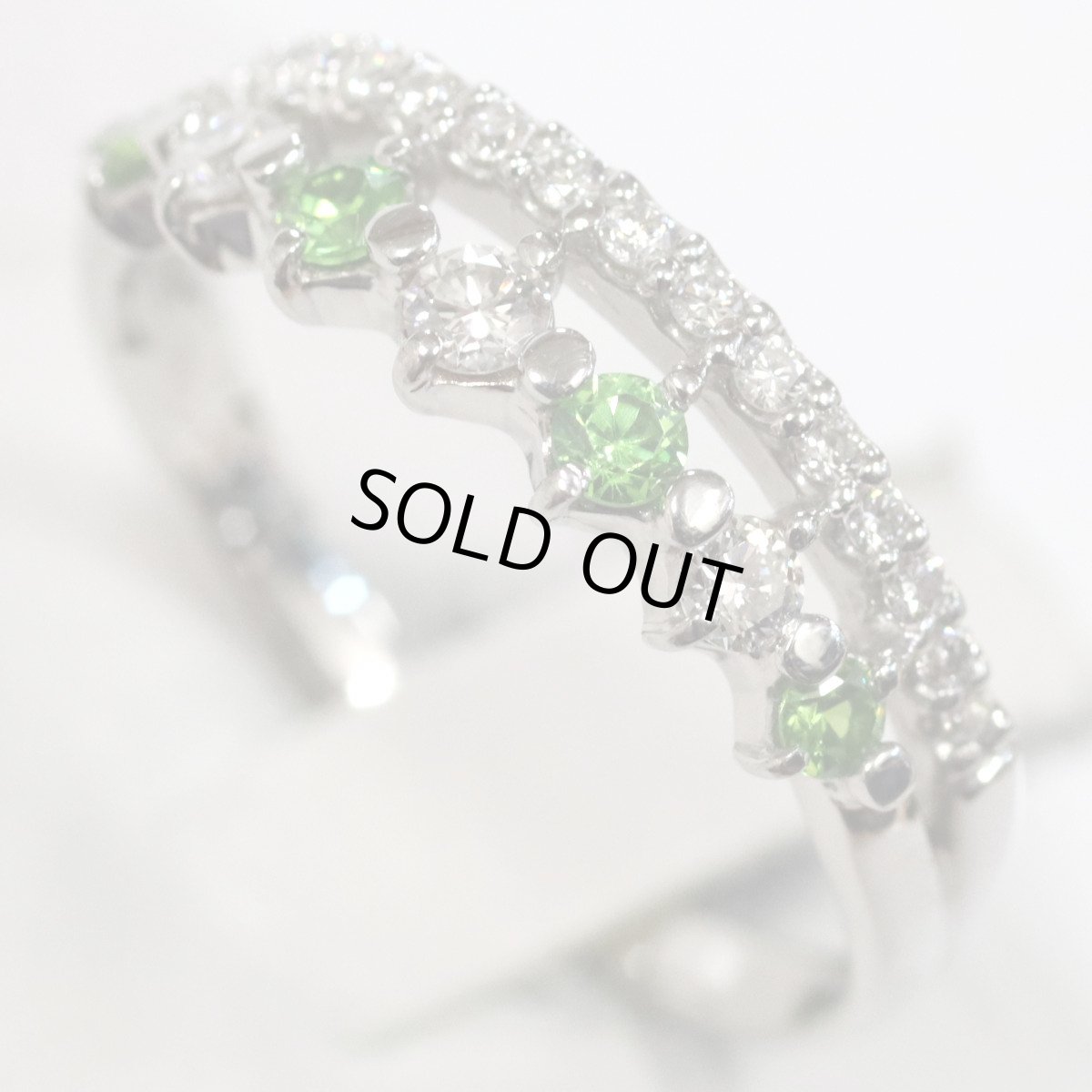 画像4: Pt900デマントイドガーネットダイヤモンドリング G0.180 D0.25 3.5g #13 (4)