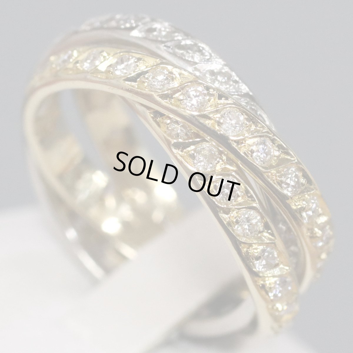 画像1: K18/Pt900ダイヤモンドリング 3連 D1.44 8.9g #9.5or#13 (1)