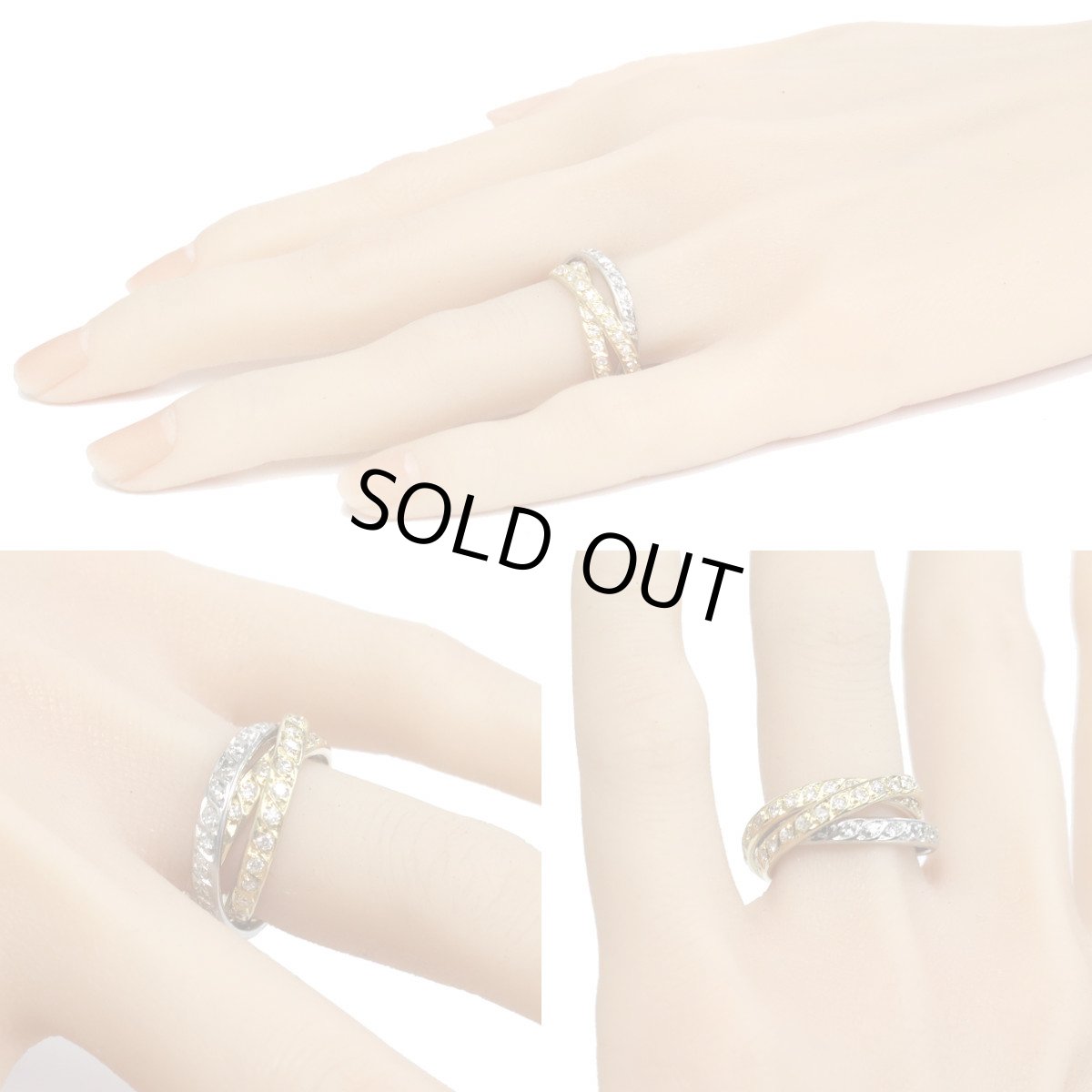 画像10: K18/Pt900ダイヤモンドリング 3連 D1.44 8.9g #9.5or#13 (10)