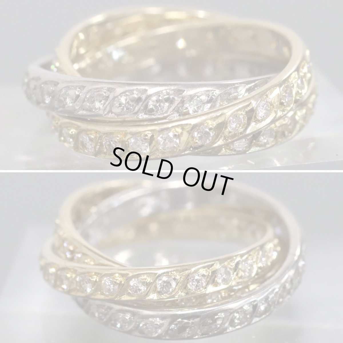 画像4: K18/Pt900ダイヤモンドリング 3連 D1.44 8.9g #9.5or#13 (4)